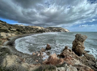 Küstenlandschaft bei den Felsen der Aphrodite (Petra tou Romiou) bei Kouklia, Zypern