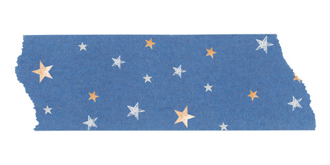 Star pattern png washi tape sticker, blue cute collage element on transparent background