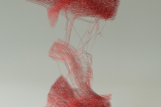 Evocative Red Line Art on Grey