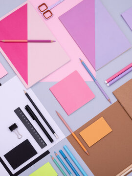 Color block stationery and design identity mockup