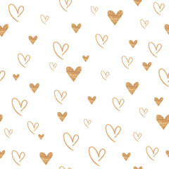 Gold heart png pattern, transparent background, glitter design