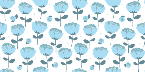 Seamless pattern with flowers. Abstract bloom for a delicate summer print. Vector graphics.