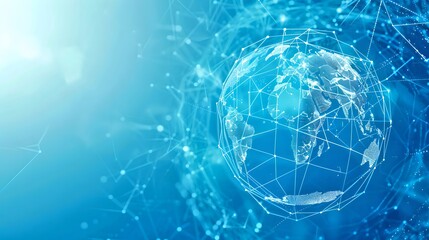 Digital Globe on Blue Background Illustrating Global Connectivity. Futuristic Network Representation. Perfect for Technology and Communication Themes. AI