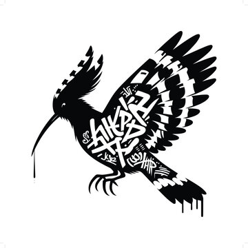 recommend clip art: hoopoe silhouette, animal graffiti tag, hip hop, street art typography illustration.