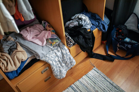 ugc of messy closet in a bedroom