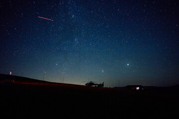 Clear starry sky above the airfield