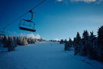 Landscape of the slopes from the ski lift