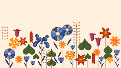 Flowers on background with copy space. Natural Floral Plant backdrop