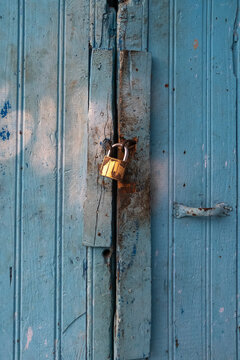 Padlock on old doorway, Morocco