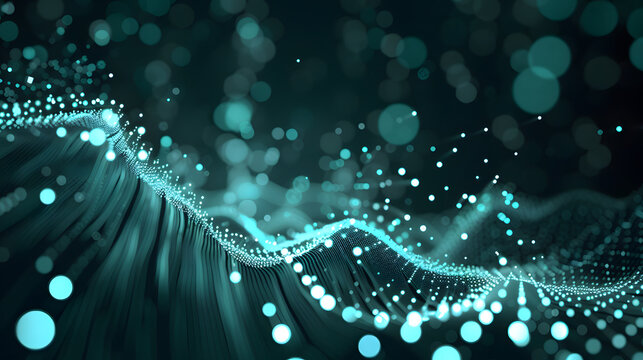 A scatter plot of population growth with a positive slope. indicating increase and abundance. The background is a mix of dark teal and black