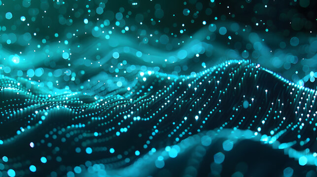 A scatter plot of population growth with a positive slope. indicating increase and abundance. The background is a mix of dark teal and black