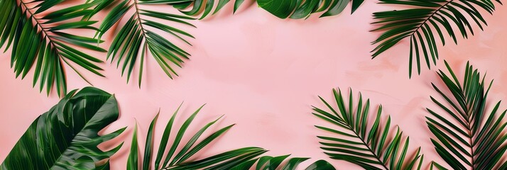 Tropical Elegance with Palm Leaves on Pink