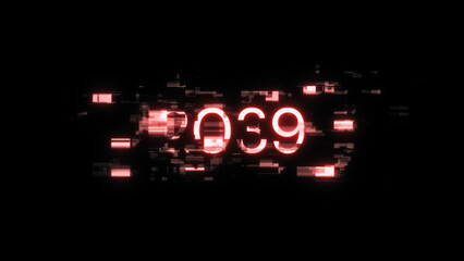 3D rendering 2039 text with screen effects of technological glitches