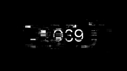 3D rendering 2039 text with screen effects of technological glitches