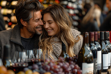 A couple attending a wine tasting event, sampling a variety of wines and learning about different...