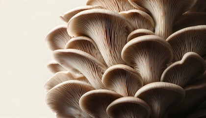 Underside of Oyster Mushrooms with Detailed Gills,Detailed Texture and Natural Patterns for Culinary and Educational Use
