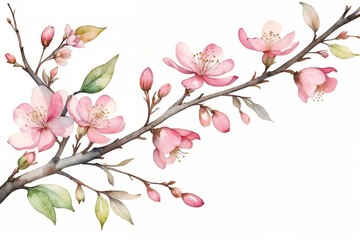 Pink Watercolor Crabapple Blossoms