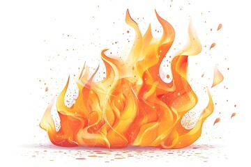 Vector fire. Burning fire isolated on white .