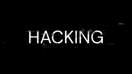 3D rendering hacking text with screen effects of technological glitches