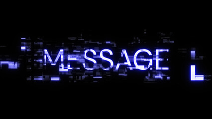 Obraz premium 3D rendering message text with screen effects of technological glitches