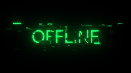Fototapeta premium 3D rendering offline text with screen effects of technological glitches