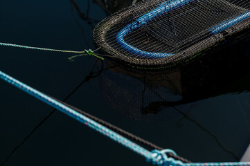 Fish trap floating in the water