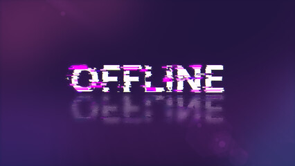 Obraz premium 3D rendering offline text with screen effects of technological glitches