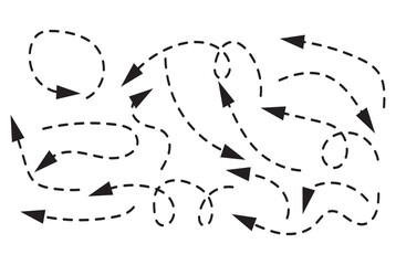 Hand drawn arrow set, collection of black direction pencil sketch symbols, vector illustration graphic design elements in eps 10.