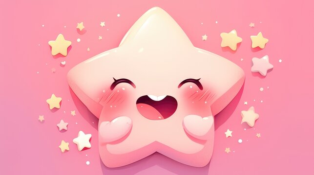 A vibrant pink star emoji capturing a touch of sadness designed for social media stickers and website graphics This whimsical creation embodies fantasy sparks imagination and evokes dreams 