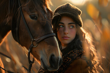 Fototapeta premium Unbreakable Bond: Girl and Horse Share a Special Connection