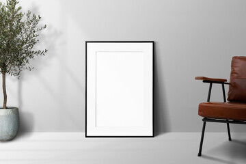 Photo frame png mockup, living room decor, transparent design