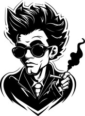 Toke Tales Cartoon Character in Marijuana Bliss Bud Bro Cartoon Mascot Sharing a Joint