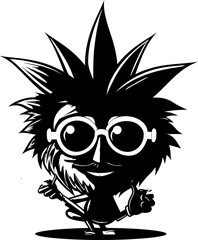 Blaze Buddy Cartoon Character with Marijuana Bud in Logo Design Ganja Glamour Cartoon Character in Cannabis Delight in Vector Logo