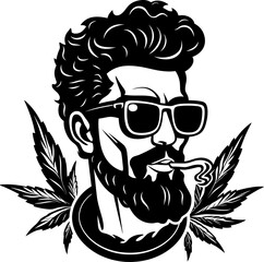 Mary Jane Moments Cartoon Character Enjoying Marijuana in Vector Logo Smokin Sidekick Cartoon Character Sharing a Toke in Logo Icon