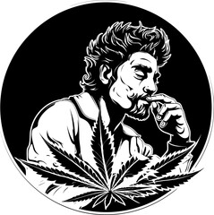 Pot Partner Cartoon Character with a Cannabis Companion High Flyer Cartoon Mascot Enjoying Marijuana