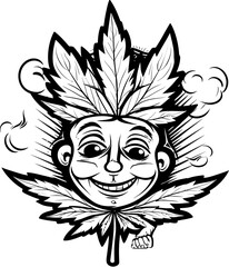 Joint Jester Cartoon Mascot Spreading Cannabis Cheer Blaze Buddy Cartoon Character Sharing a Toke