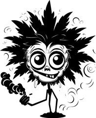 Kush Companion Cartoon Mascot Sharing a Smoke High Humor Cartoon Character with Cannabis Laughs