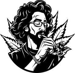 Weed Whimsy Cartoon Mascot in Cannabis Fun Bud Banter Cartoon Character with a Smoky Twist