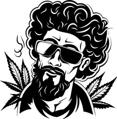 Green Giggles Cartoon Character with Weed Delight Joint Jamboree Cartoon Mascot in Marijuana Revelry