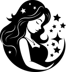 Pregnant Paradise Smiling Mama in Logo Blossom of Joy Happy Pregnancy Vector Icon