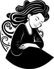 Maternity Magic Joyful Pregnant Woman Emblem Pregnant Paradise Smiling Mama in Logo