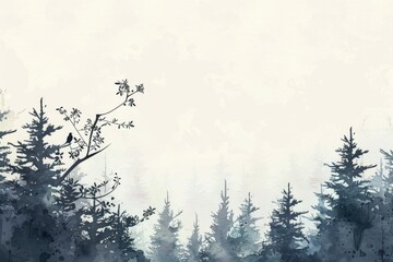 Watercolor. Forest. Background. Wallpaper