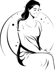 Radiant Journey Happy Pregnant Woman Logo Emblem Miracle Mama Joyful Pregnancy Vector Design