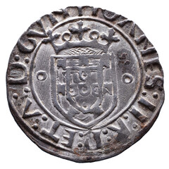 Old Portuguese Silver coin from the reign of João IIking of Portugal in the 15th century