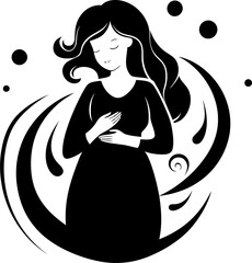 Motherly Miracle Joyful Pregnant Woman Logo Divine Expectancy Happy Expectant Mother Vector Icon