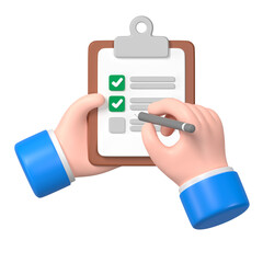 3D checklist  png clipart, business evaluation illustration on transparent background