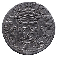 Old Portuguese Silver coin from the reign of João III king of Portugal in the 16th century