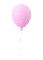 Pink balloon 3d png clipart, birthday design element, transparent background