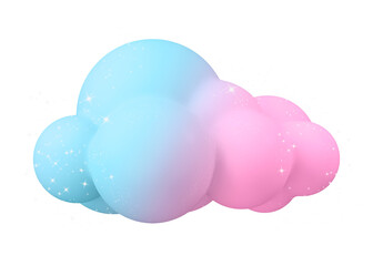 Cloud png sticker, 3d holographic graphic on transparent background