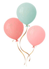Balloons png sticker, 3d celebration graphic, transparent background